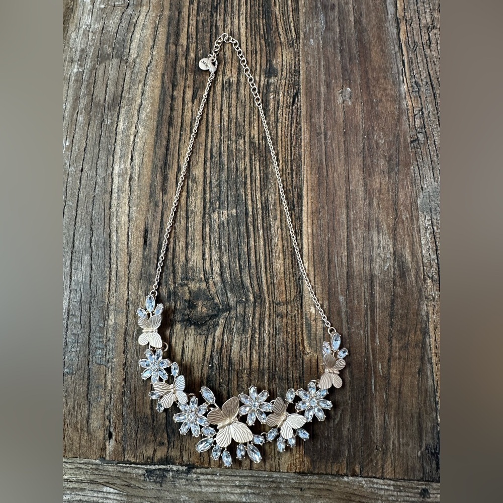 Delicate butterflies and Floral Gold Necklace